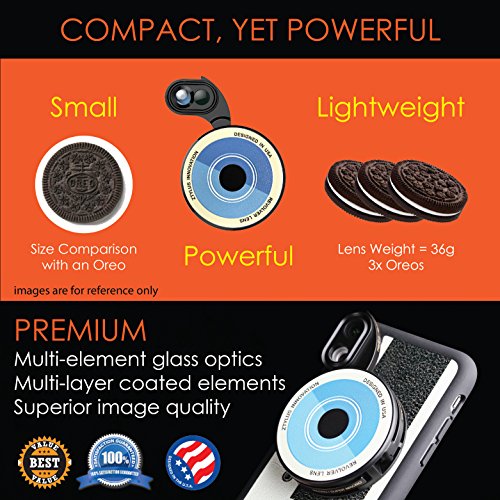 Ztylus Designer Revolver M Series Camera Kit: 6 in 1 Lens with Case for iPhone 7 Plus/8 Plus - 2x Telephoto Lens, Macro, Super Macro Lens, Wide Angle Lens (Retro Camera)