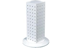 Azar Displays 700220-WHT Pegboard 4-Sided Revolving Counter Display, White Solid Color