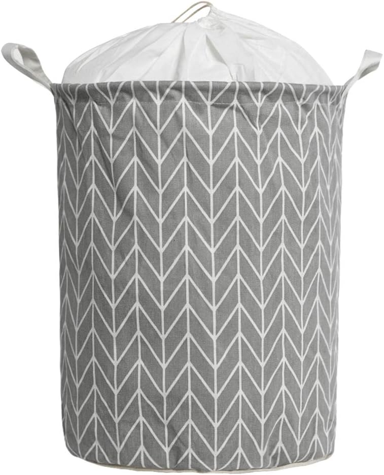 Large Size Laundry Hamper Storage Basket with Waterproof of Coating Canvas Fabric Kids Storage Bins (Gray)