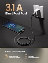 AINOPE USB C Charger Cable 2 Pack 2M Right Angle 3.1A Nylon Braided view 5