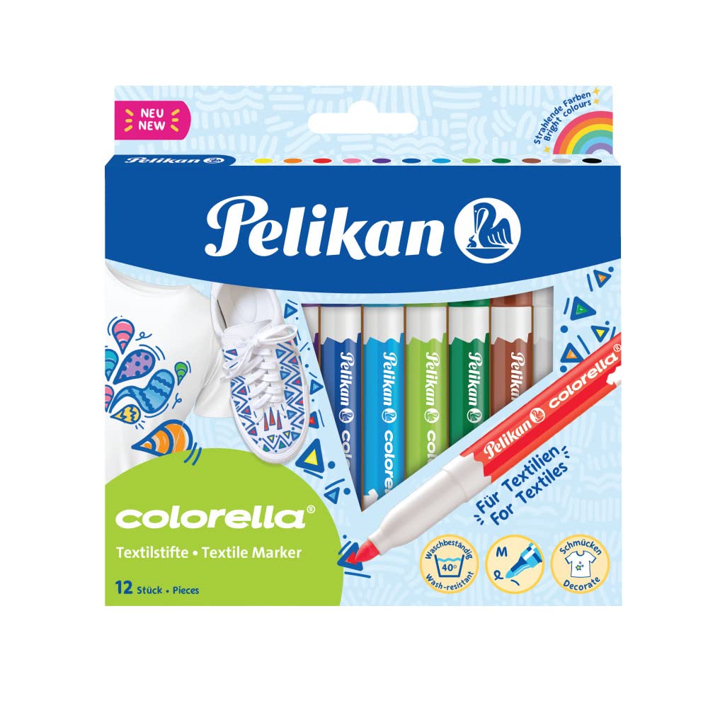 Pelikan 814584 Colorella Textile Pen, 12 Pens in Folding Box