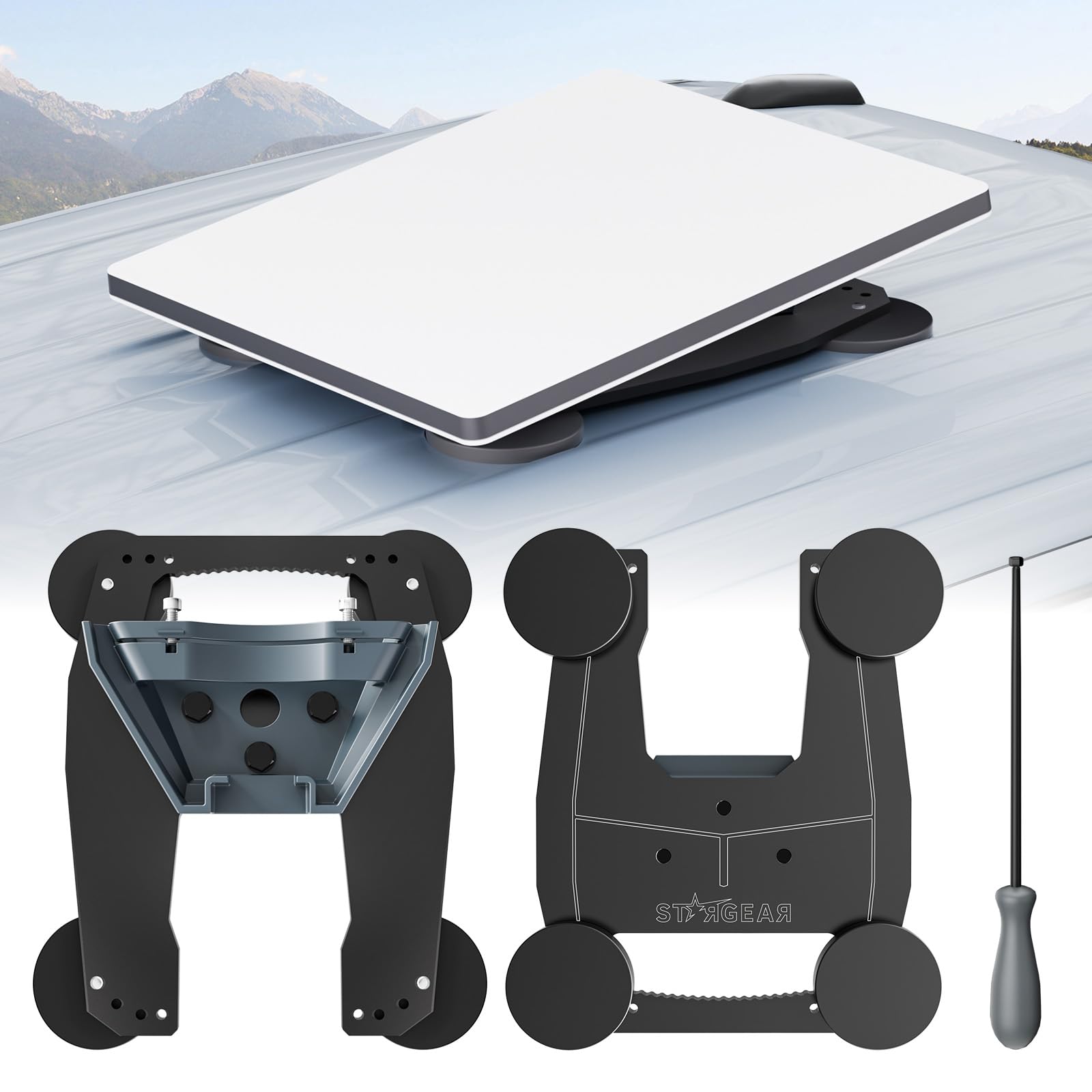 STARGEAR Starlink Mini Mount, 200lbs Heavy Duty Starlink Mini Magnetic Mount with Adjustable Magnets Installation Holes, Lockable Star Link Mini Roof Mounting Kit for RV Car Boat Truck-Aluminum Alloy