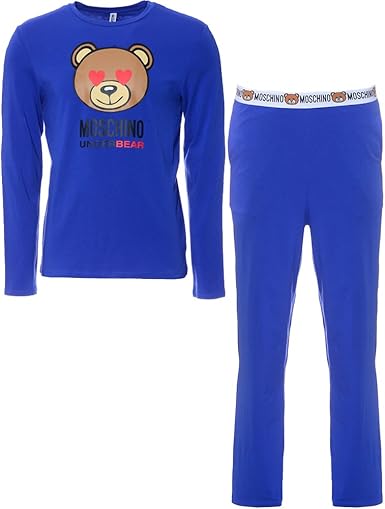 Moschino Underwear Mens Jersey Stretch Pyjamas Blue Uk Large Amazon Co Uk Clothing