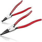 LEONTOOL 2 PCS Heavy Duty Lock Ring Pliers Set Flat Snap Ring Plier Special Circlip Pliers Reverse Retaining Ring Plier for T