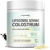 Liposomal Bovine Colostrum Powder - Pure Bovine Colostrum for Humans - Grass Fed Colostrum Supplement for Gut Support, Immune Health and Hair Growth,72 Servings per Bottle.180g/6.35 oz