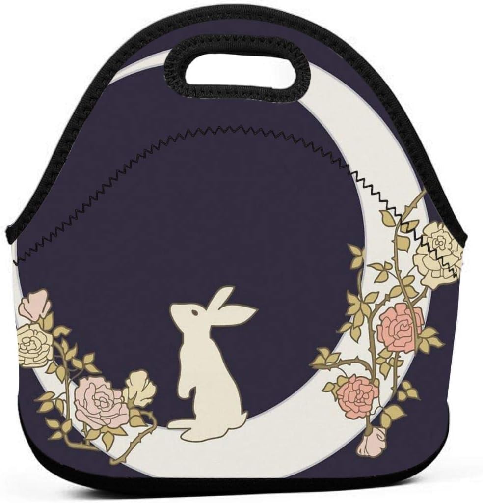 QEHAO Moon Rabbit Lunch Bag Reusable Insulated Tote Container Lunch Box For Women Kids Students