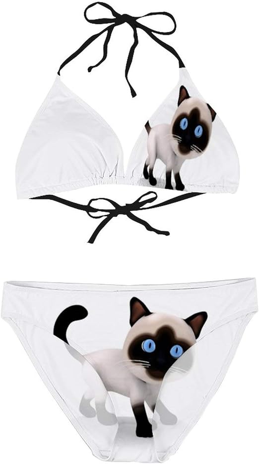 Siamese Kitten Cat Women's Sexy Swimsuit Two Pieces Bathing
