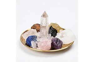 VELNORIX 7 Chakra Healing Crystals Grid Set – Real Stones, Clear Quartz Tower, Amethyst & Tree of Life Altar Tray – Spiritual Meditation & Reiki Decor for Yoga, Positive Energy (Guide Included)