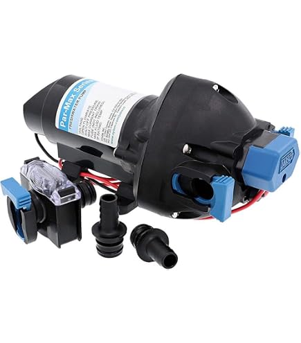 Jabsco Pompe à Eau PARMAX 3,5 GPM – Pressostat Intégré, Trois Chambres, Silencieuse, Auto-amorçante, Résiste à La Corrosion, Pour Bateau Ou Camping-car