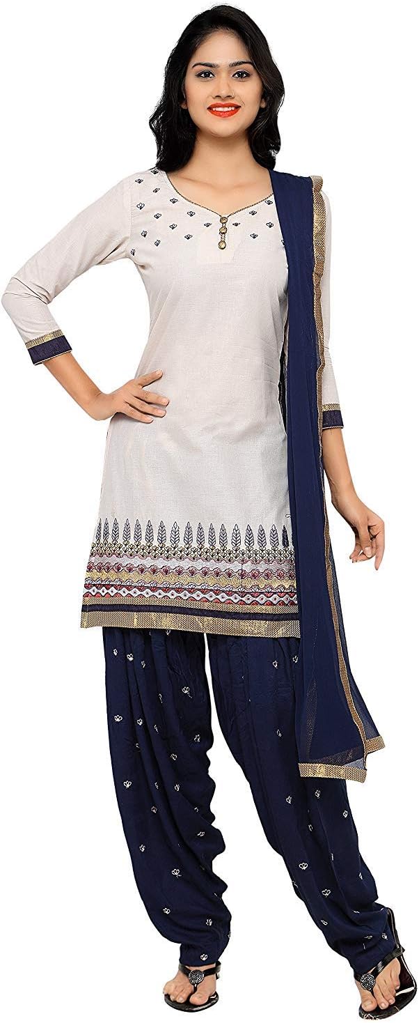 Womens Embroidered Cotton Readymade patiala Salwar kameez Dream Angel Fashion