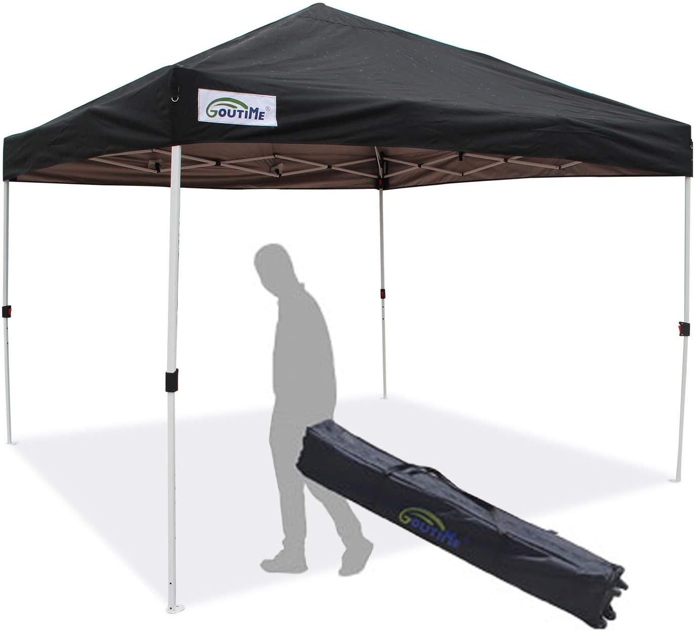 Goutime 10x10Ft (3mx3m) Easy Pop Up Canopy Tent Gazebo Marquee Commercial Tents Portable Foldable Instant Shelter with Wheeled Carry Bag, Events Beach Market Waterproof