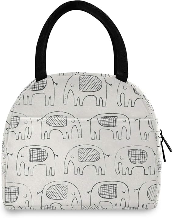 Cartoon Elephant Lunch Tote Bag Lunch Bag for Women and Men