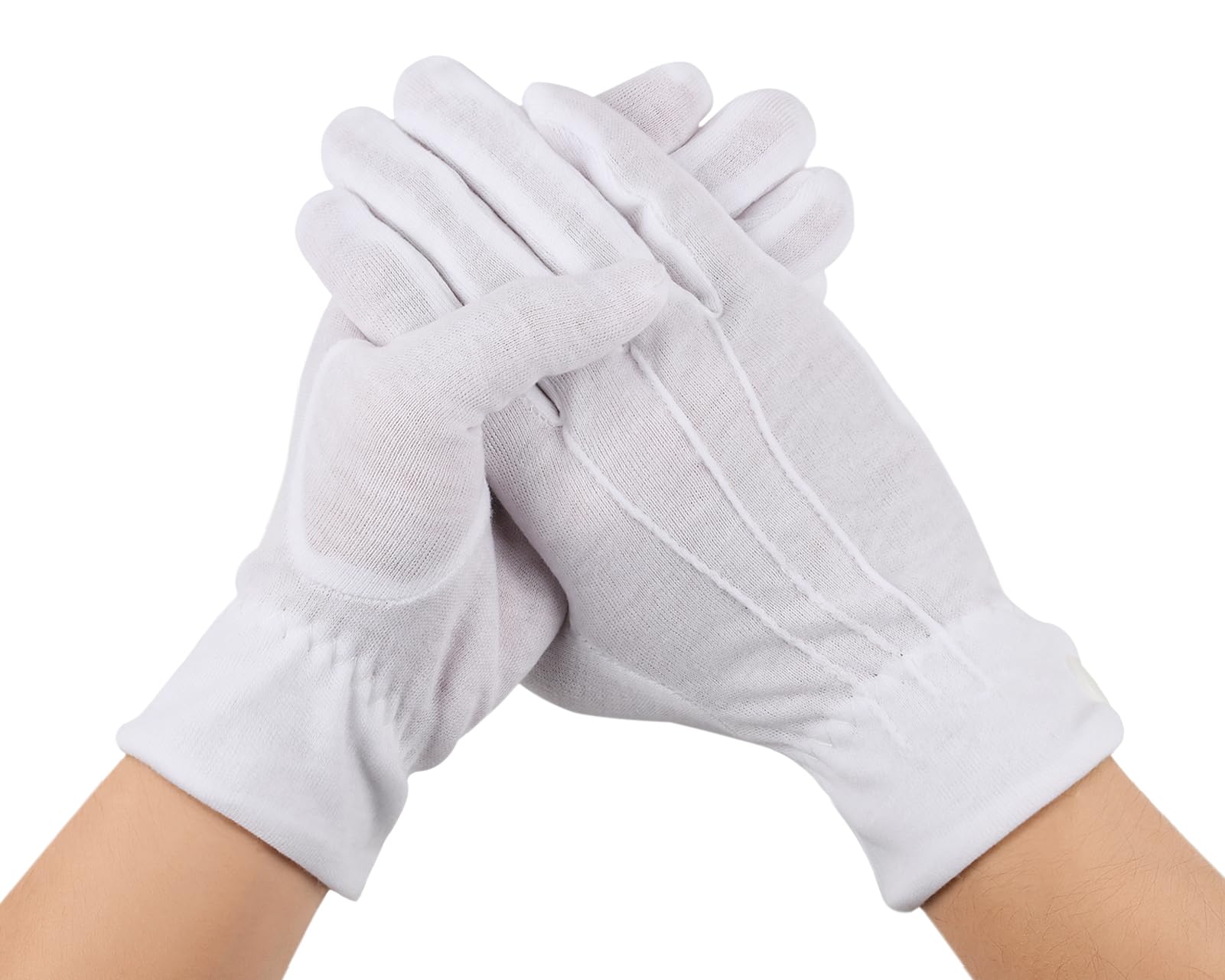 SC Special Cotton Gloves with Snap Closure - Parade Gloves for Police, Jewelry Inspection, Formal Tuxedo - White