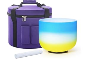 Hye-eun 432hz Crystal Singing Bowl,8 inch G Note Rainbow Quartz Sound Bowl with Carry Case for Yoga Healing Sound Energy Vibration