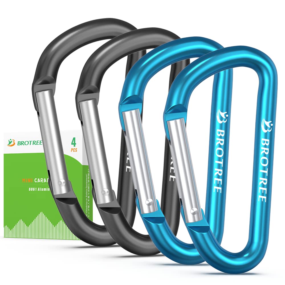 BROTREE Small Carabiner Clips Mini Aluminum Carabiner - 6cm D-Ring