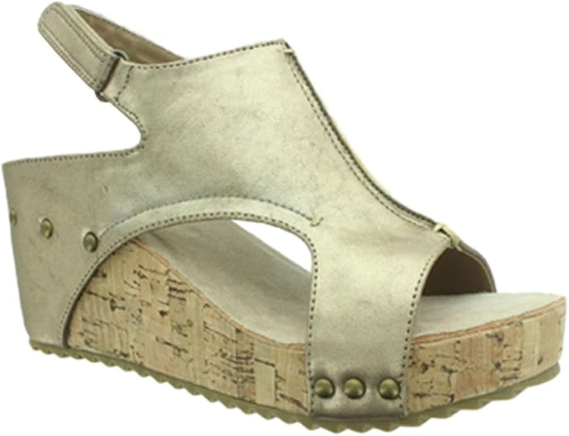 Amazon.com | Pierre Dumas Women's Giselle-1 Vegan Leather Open Toe Wedge Sandals (10 B(M) US 