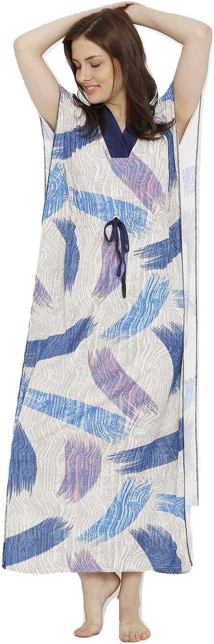 Pretty Awesome Women's Border Print Kaftan Style Nightdress