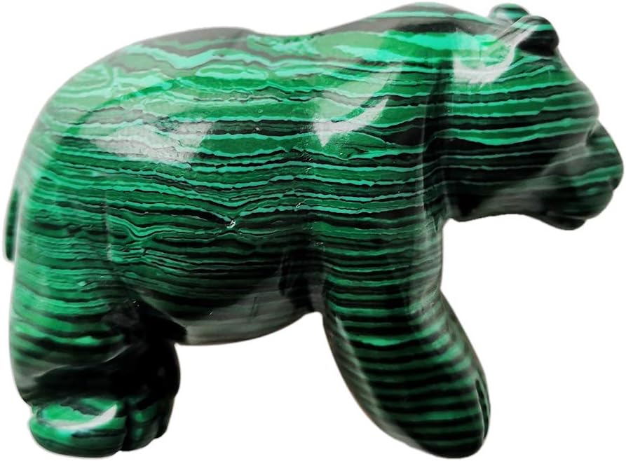 Gemgogo Synthetic Malachite Bear Figurines, Natural 2 Inches Hand Carved Crystals and Healing Stone Statue Home Decoration Crafts
