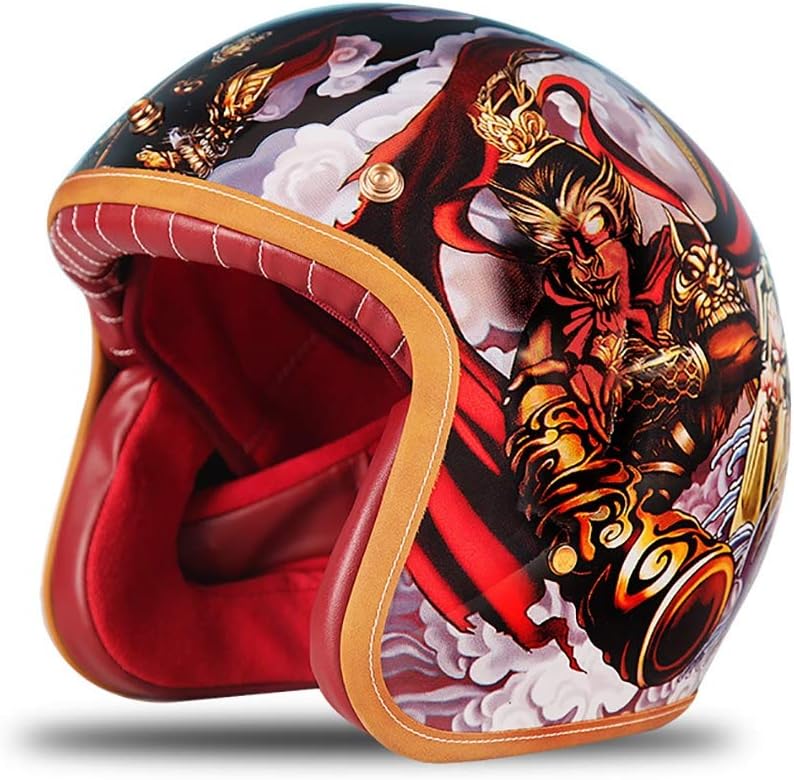 MMRLY Retro Harley Motorcycle Helmet,Open Face Motorbike Half Helmet DOT Certification with Removable Lining for Summer Outdoor Riding Helmet(S,M,L,XL,XXL),XL