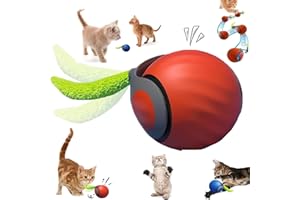 FXiaoy Speedy Tail 2.0 Cat Toy, Speedy Tail Cat Toy, Interactive Cat Ball Toy, Smart Cat Toys Ball, Two Speed Adjustment, with Tail (Orange)
