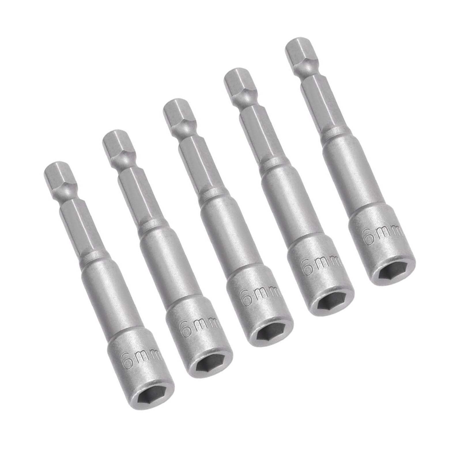 TOP-VIGOR 5Pcs 6mm Nut Setter Driver Drill Bit Set, 1/4 inch Hex Shank Quick Change, 65mm Length Metric Nut Driver Set for Woodworking, Auto Repairing, Machine Maintenance, Furnitures