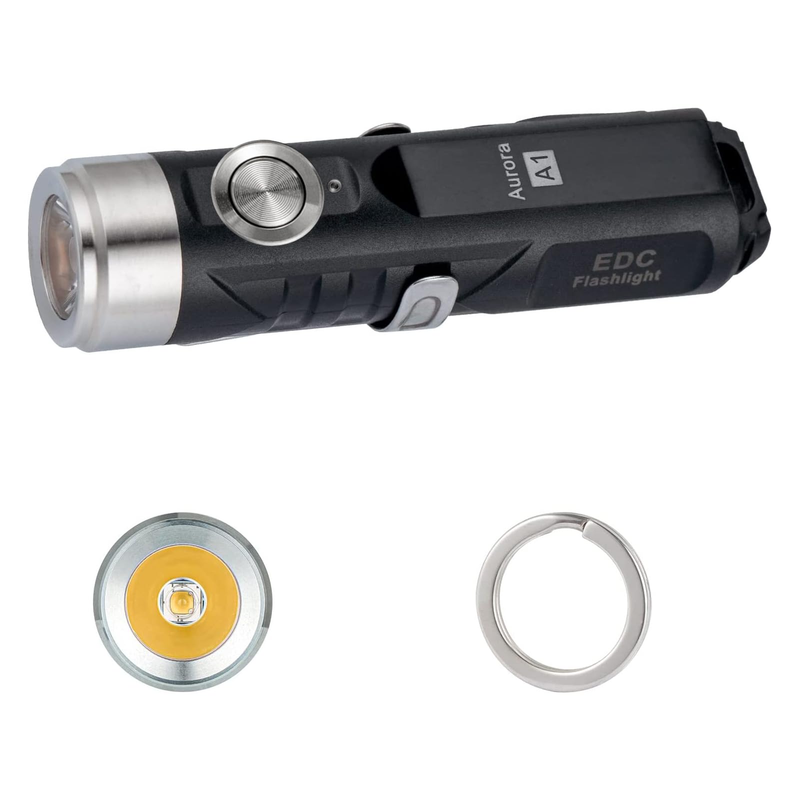 RovyVon Aurora A1-G4 Keyring Torch Rechargeable USB C,420 Lumens 5000K High CRI,IPX6,Small Flashlight for Daily Use,Emergency,Black