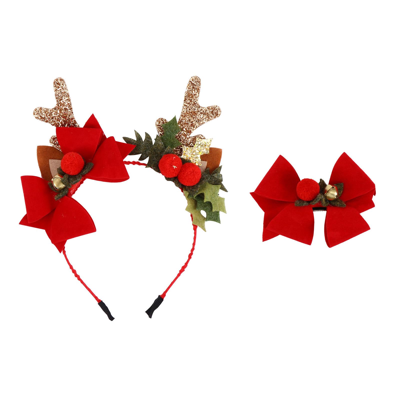 FOMIYES Bowknot Hair Barrettes 2pcs Christmas antler headband reindeer antler headband Reindeer Hair Hoop Christmas elk clip elk deer cloth s deer cosplay Miss