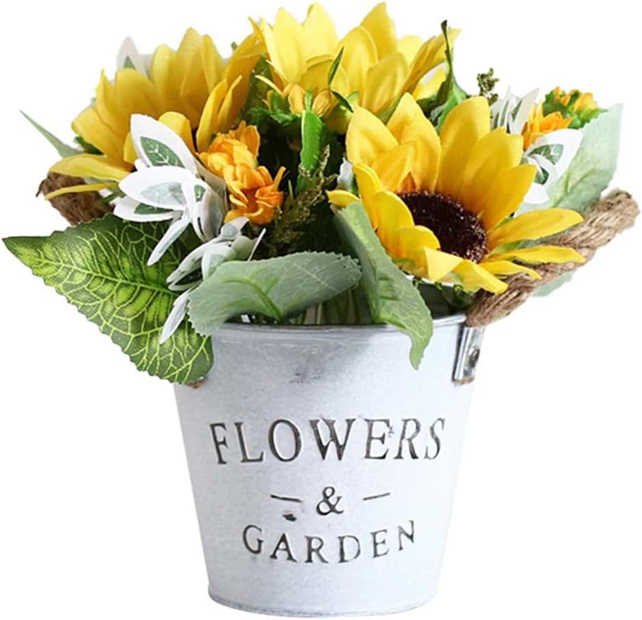Amazon Com Charmly Artificial Flowers Potted European Style Design Silk Sunflower Arrangements Bonsai House Office Restaurant Table Centerpieces Windowsill Decor Sunflower Yellow Kitchen Dining