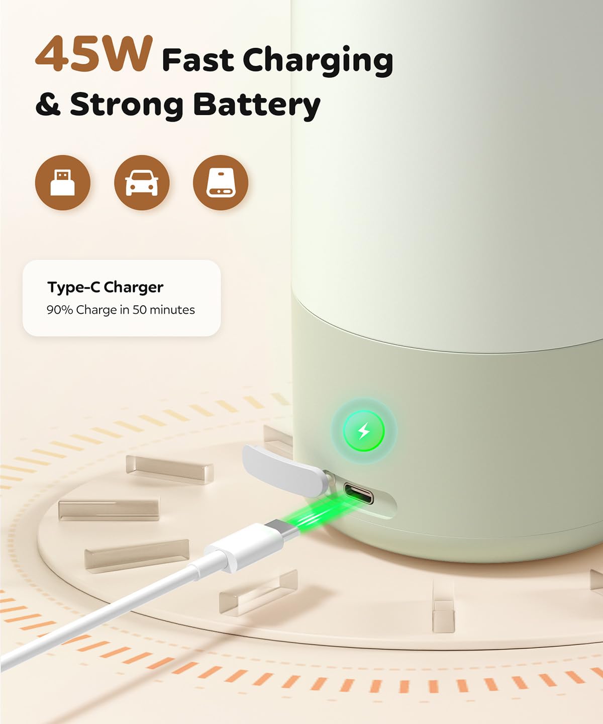 Portable Bottle Warmer 17oz Bottle Warmer for Breast Milk Formula & Water, Fast Heating, Long Battery Life & Large Capacity, Suitable for Baby Outdoor Travel Green