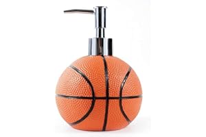 zmgmsmh Cute Animal Cartoon Resin SPA Collection Bath Accessory Set, Soap Dispenser Pump, Toothbrush Holder, Tumbler Tooth Brushes Cup, Soap Dish (Basketball Soap Dispenser)