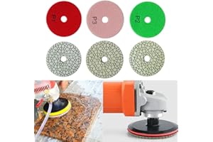 SundiooK 4 Inch 100mm Wet/Dry 3 Step Polishing Pads Set for Granite Concrete Marble Stone, 3-Pack P3