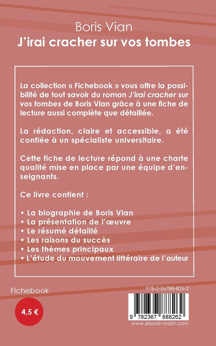 Amazon Fr Fiche De Lecture J Irai Cracher Sur Vos Tombes De Boris Vian Analyse Litteraire De Reference Et Resume Complet Vian Boris Livres