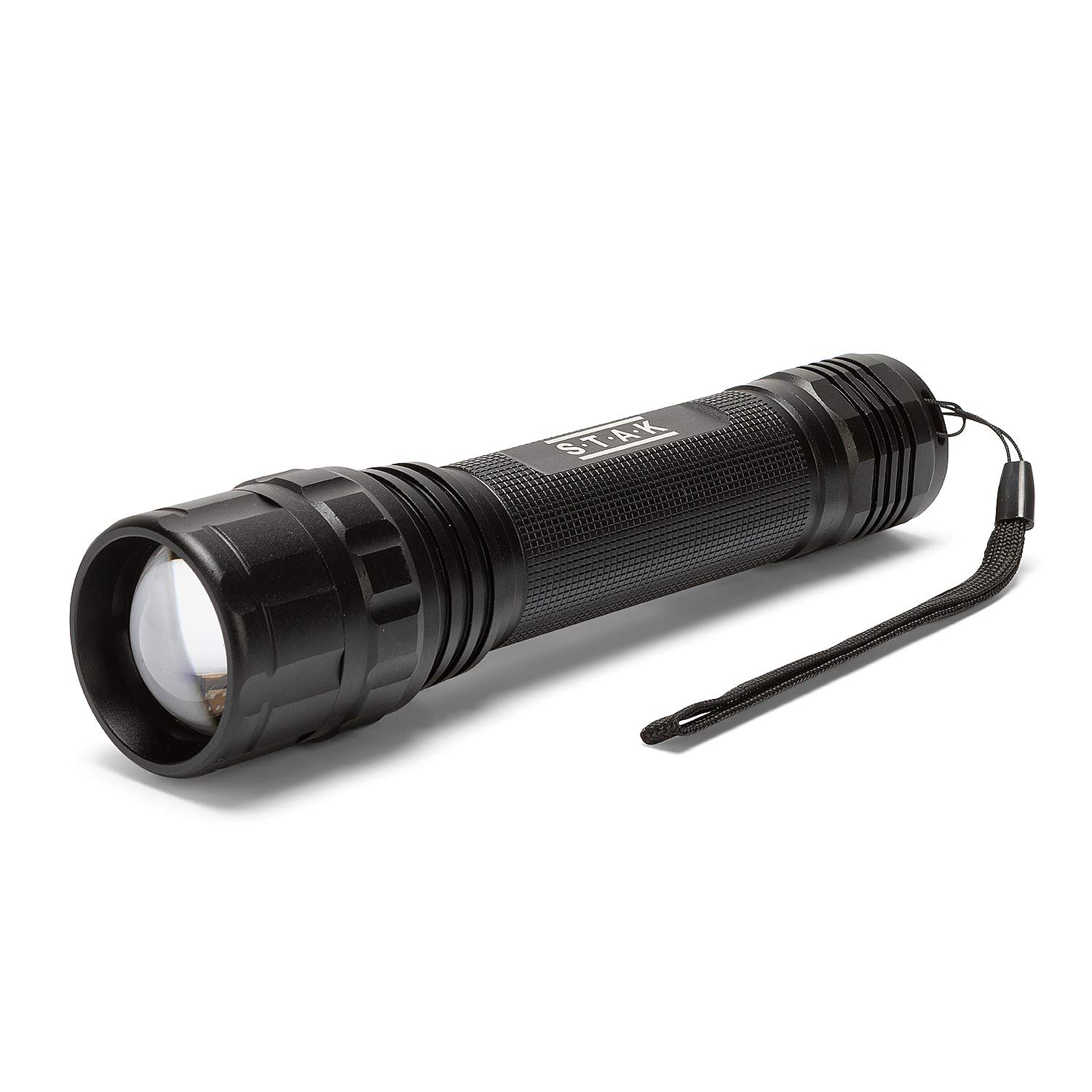 Stak Super Bright LED Flashlight (1600lm, CREE XHP 50 20W). Tactical Switch. Adjustable Focus.Waterproof, Ideal for Industry and Camping, 20 W, Black ST337