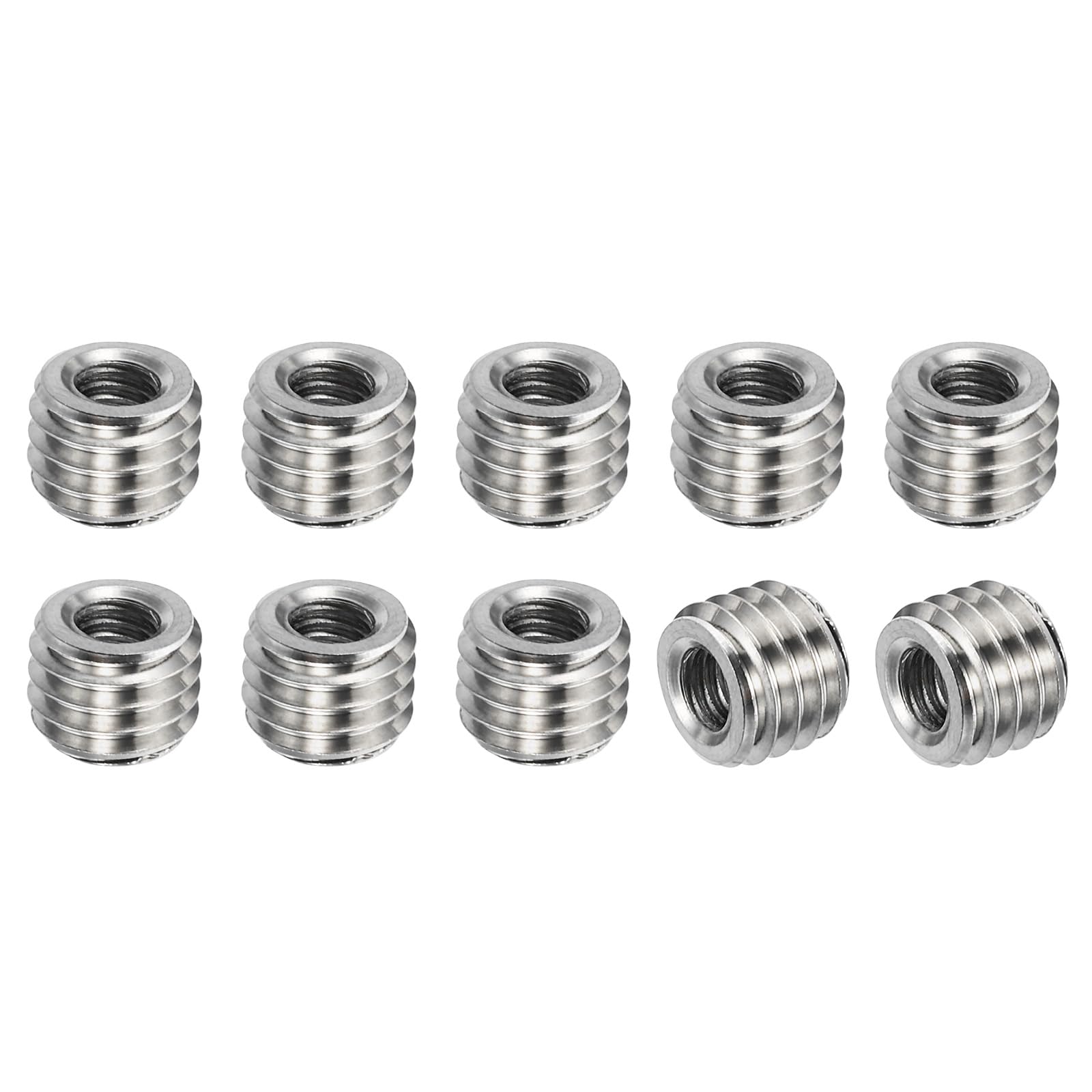 PATIKIL 304 Stainless Steel Thread Adapters Sleeve Reducing Nut, 10 Pcs M8x1.25 Male to M4x0.7 Female Repair Insert Nut Screw Reducer 6mm