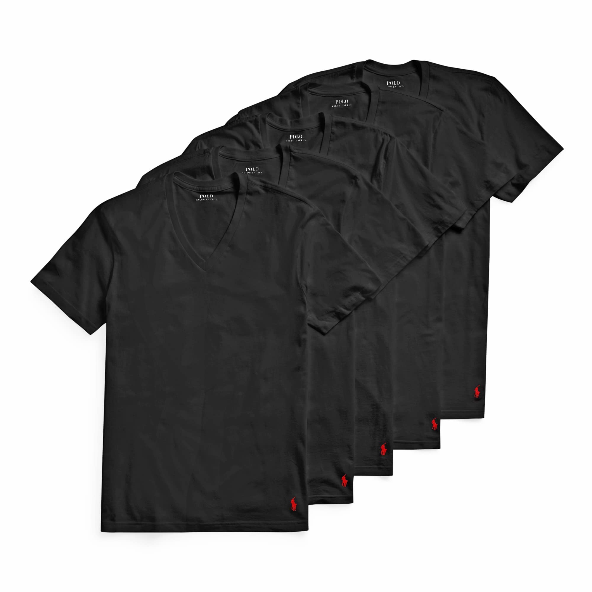 POLO RALPH LAUREN 5 Pack Cotton Classic V-Necks 5 Polo Black MD Image