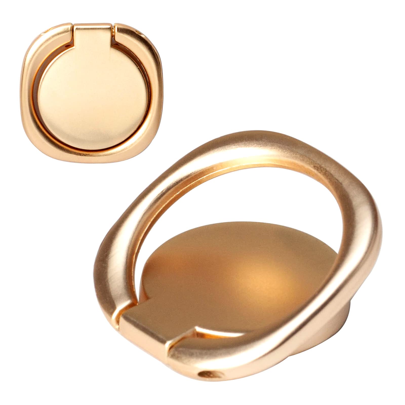 Photo 1 of [2 Pack] Matte Rounded Edges Cell Phone Ring Holder Stand,360 Degree Rotation and 180 Degree Adjustable Finger Ring Kickstand with Frosted Metal Phone Grip (Gold)