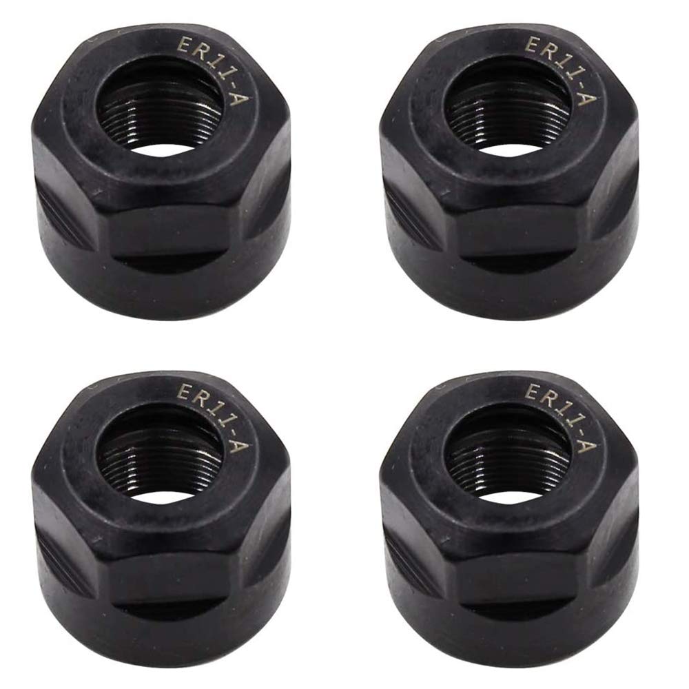 Wobekuy 4Pcs ER11-A Type M14 Thread Collet Clamping Hex Nuts, for CNC Milling Chuck Holder Lathe