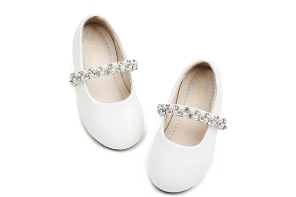 PHIRAMIN Toddler Flower Girl Dress Shoes - Little Girl Ballet Flats for Wedding Party