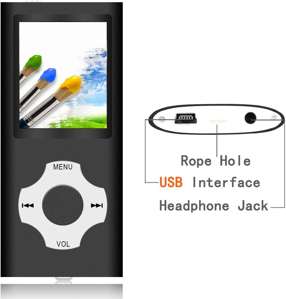 Tomameri - Portable MP3 / MP4 Player with Rhombic Button, Including a 16 GB Micro SD Card and Support Up to 64GB, Compact Music, Video Player, Photo Viewer Supported - Black: Home Audio & Theater