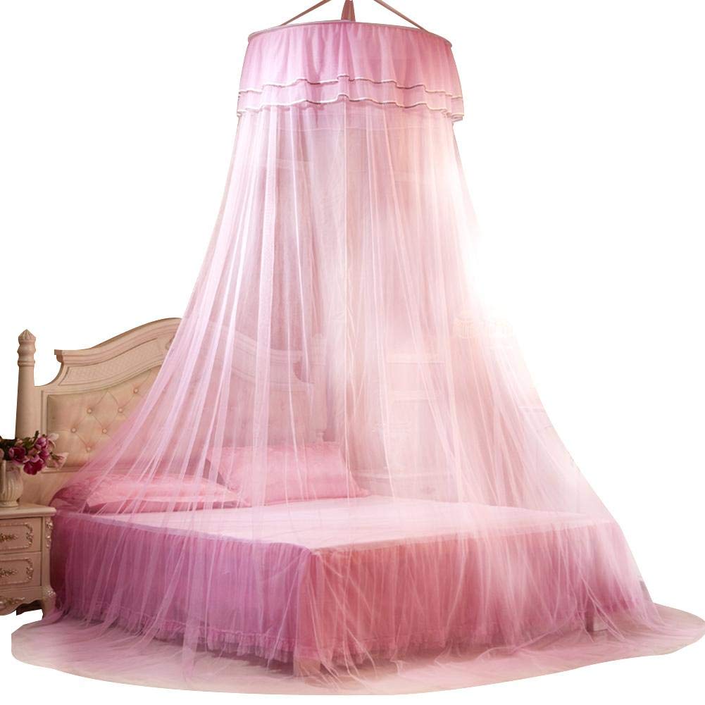 fasient Princess Lace Style Mosquito Net, Pink, Polyester, Round, 65*270*1100cm