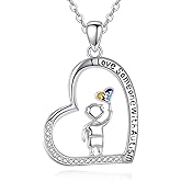 AXOMY Autism Necklace 925 Sterling Silver Autism Awareness Puzzle Piece Pendant Necklace Inspirational Jewelry Gifts for Women