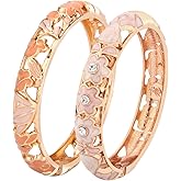 UJOY Cloisonne Bracelet Lotus Flower Plated Cuff Bangle Enameled Jewelry Bracelets Gift for Women Pack in Case 88B16