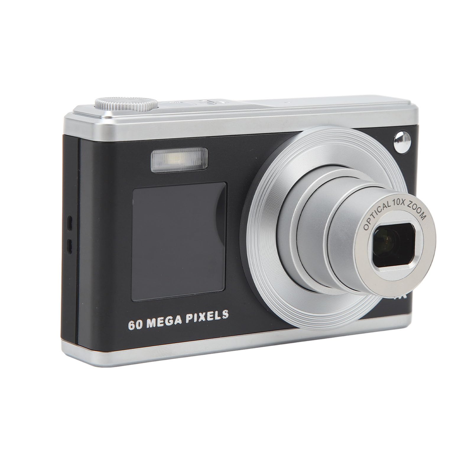 60MP 4K Digital Camer, Vlogging Camera with Front and Rear Dual IPS HD Screen, Compact Portable Mini Digital Camera, 10X Optical Zoom, Built-in Fill Light, Auto Focus (Black)