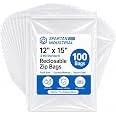 Spartan Industrial - 12" X 15" (100 Count) 2 Mil Clear Reclosable Zip Plastic Poly Bags with Resealable Lock Seal Zipper