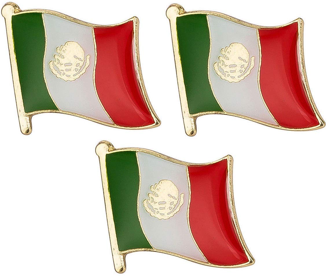 Pack of 3 x Flag of MEXICO metal pin badges each badge approx 19mm x 15mm