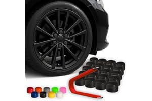 Automotivated Aftermarket ColorLugs Vinyl BoltCap Cover | Black | Flexible Fit Bolt Lug Nut Cap | Fits 19 mm | Pack of 25 | Includes Deluxe Extractor | Made in The USA