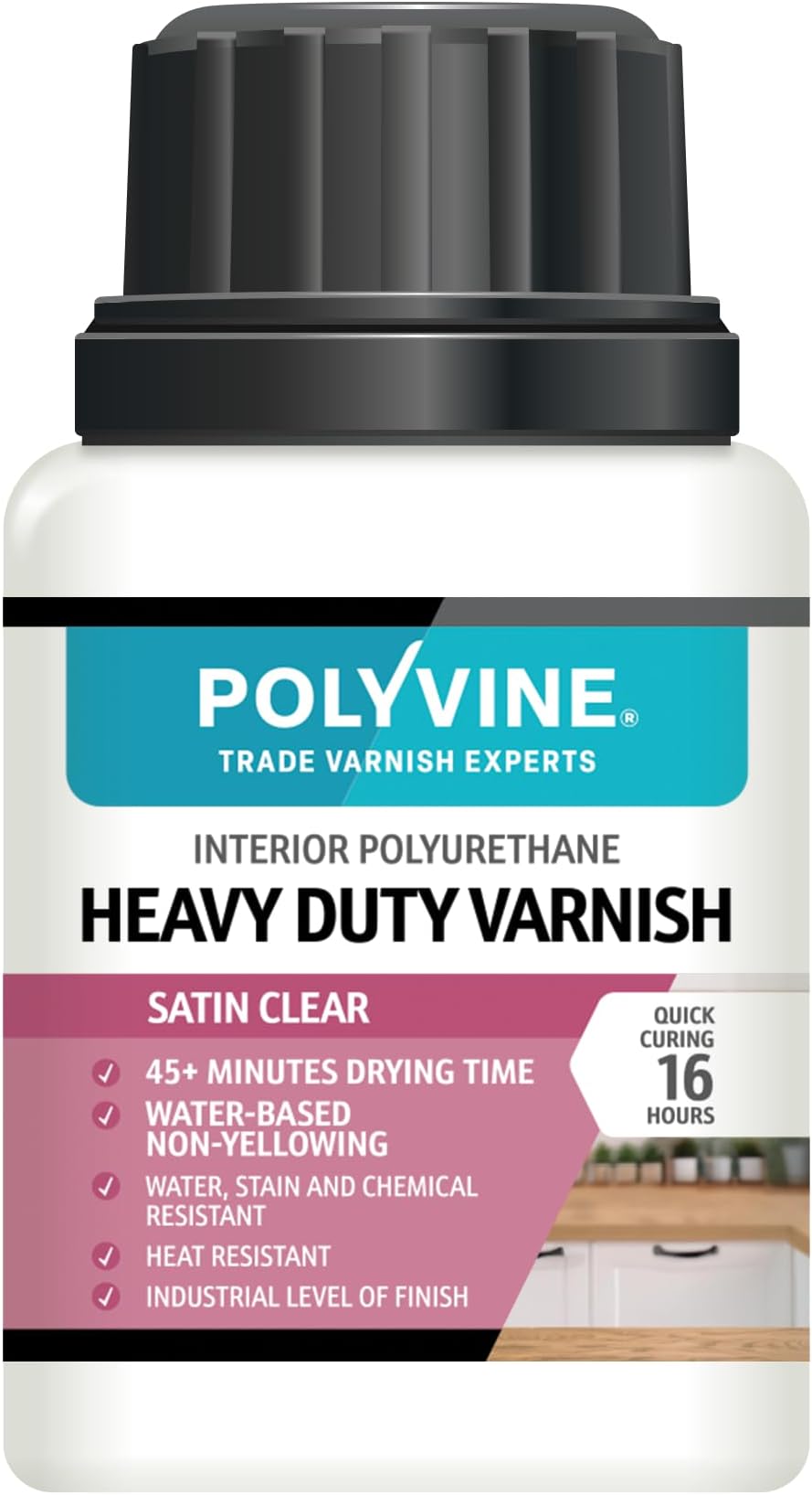 Polyvine Heavy Duty Interior Varnish Satin or Dead Flat Water Based Wood