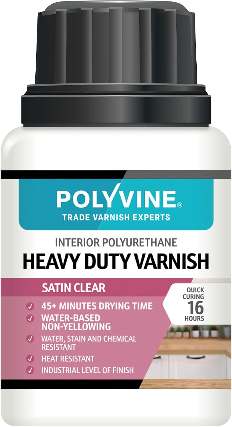 Polyvine Heavy Duty Interior Varnish Satin or Dead Flat Water Based Wood