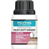 Polyvine Heavy Duty Interior Varnish Satin or Dead Flat Finishes &ndash; Quick Dry Varnish &ndash; Polyurethane, Water-Based, Water Resistant Coating for Indoor Woodwork, Painted Surfaces &amp; More, Satin 100ml
