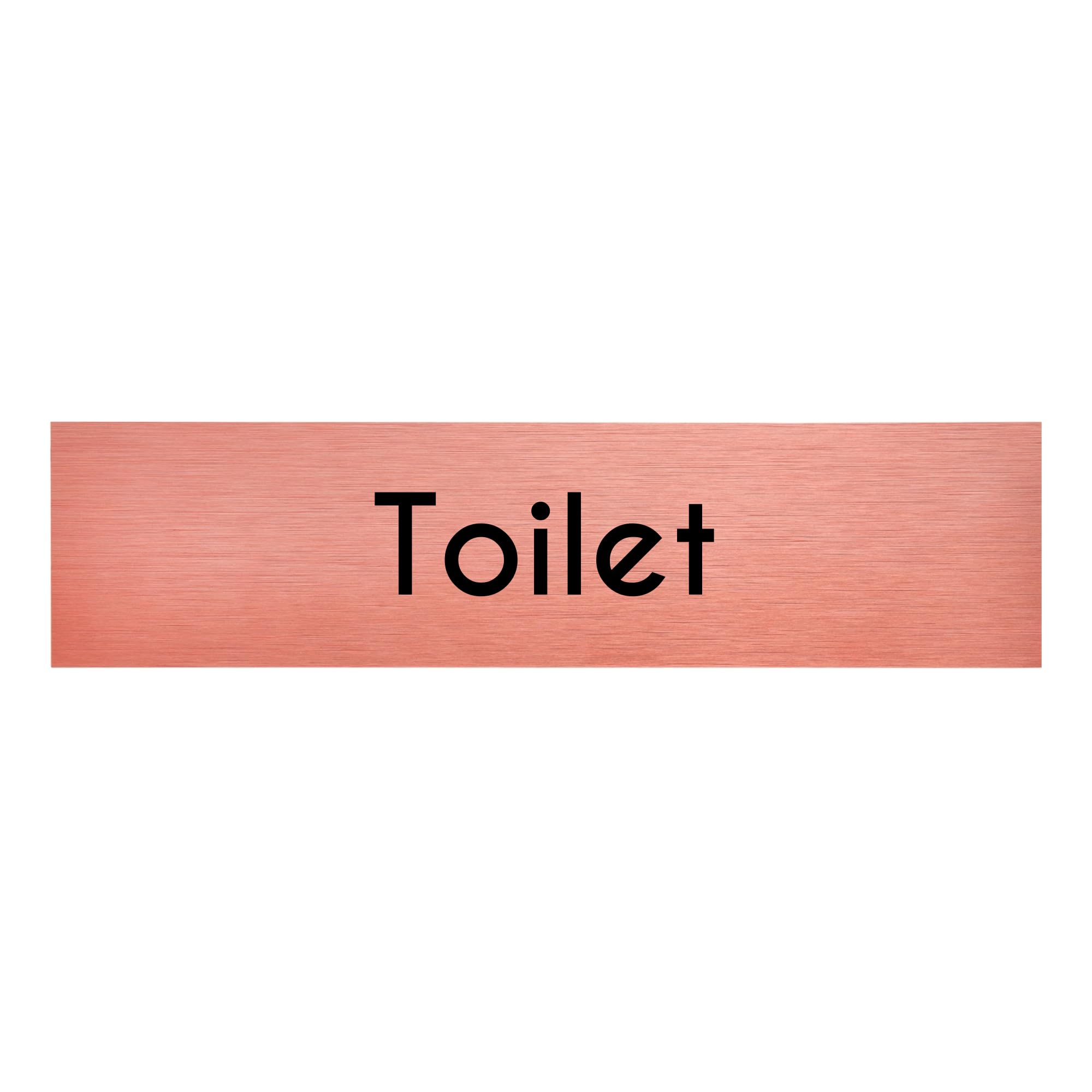 Slimline Aluminium Toilet Sign – Rose Gold from ViroDisplay® – Brushed Rose Gold 200 x 50mm – Durable Printed Surface – Self-Adhesive Fixing